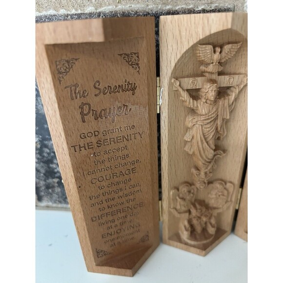 Serenity Prayer Christian Gifts, Statue of Jesus, Angels Statue, Catholic Wood - Picture 6 of 6